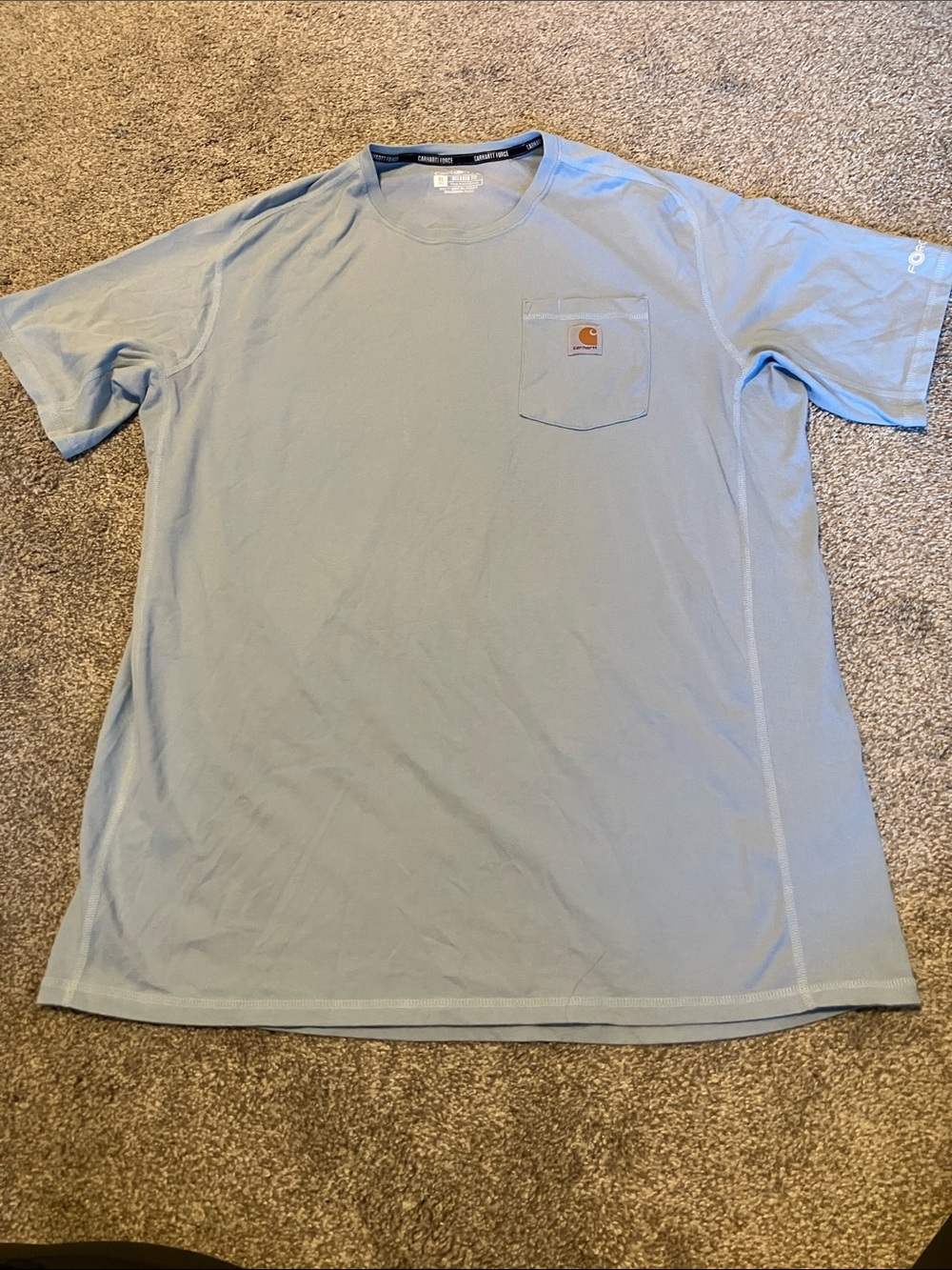 CARHARTT FORCE MENS RELAXED TSHIRT LIGHT BLUE SIZE XL TALL